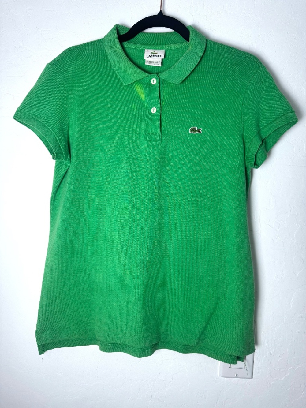 Lacoste Women’s Green Polo Shirt Size 42 Crocodile Logo Preppy Tennis Golf Top